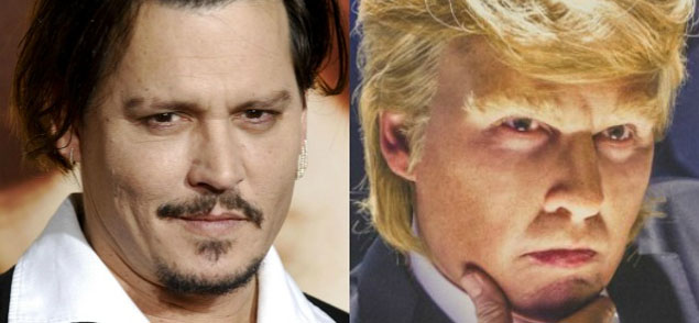 Johnny Depp irreconocible en una parodia a Donald Trump