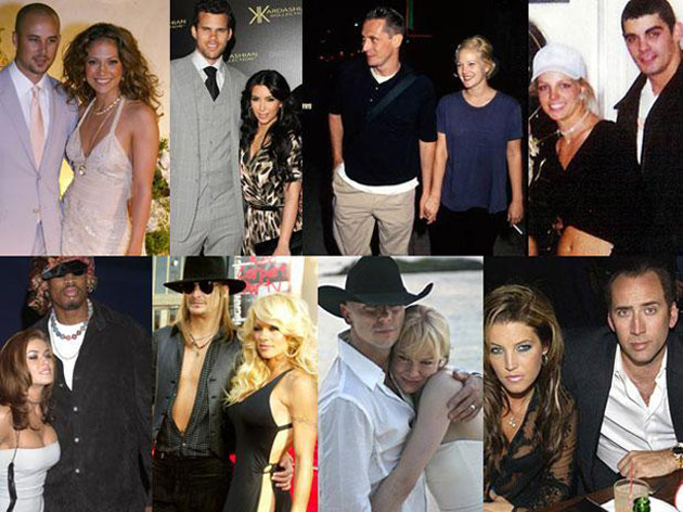 Las celebridades y sus fugaces matrimonios