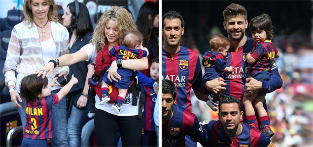 Shakira con sus hijos en el estadio